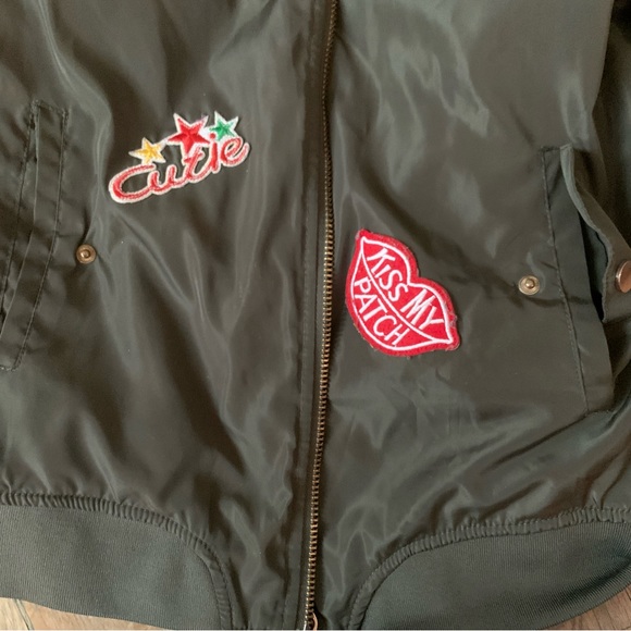 Ci Sono Olive Green Patches Women's Flight Bomber Jacket Size Medium - Picture 9 of 12